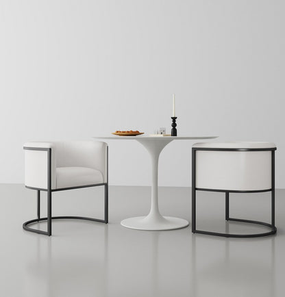 Manhattan Comfort - Cosmopolitan Faux Leather Dining Chair with Metal Legs in White and Black - Set of 2 - 2-DC044-WH veiw 7