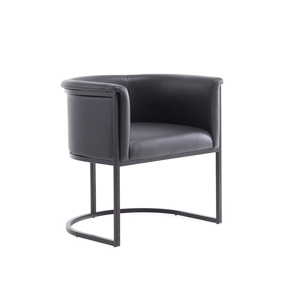 Manhattan Comfort - Cosmopolitan Faux Leather Dining Chair with Metal Legs in Black - DC044-BK veiw 1