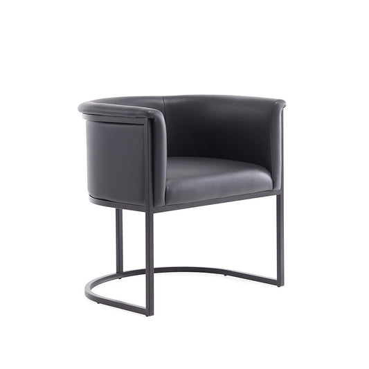 Manhattan Comfort - Cosmopolitan Faux Leather Dining Chair with Metal Legs in Black - DC044-BK veiw 1