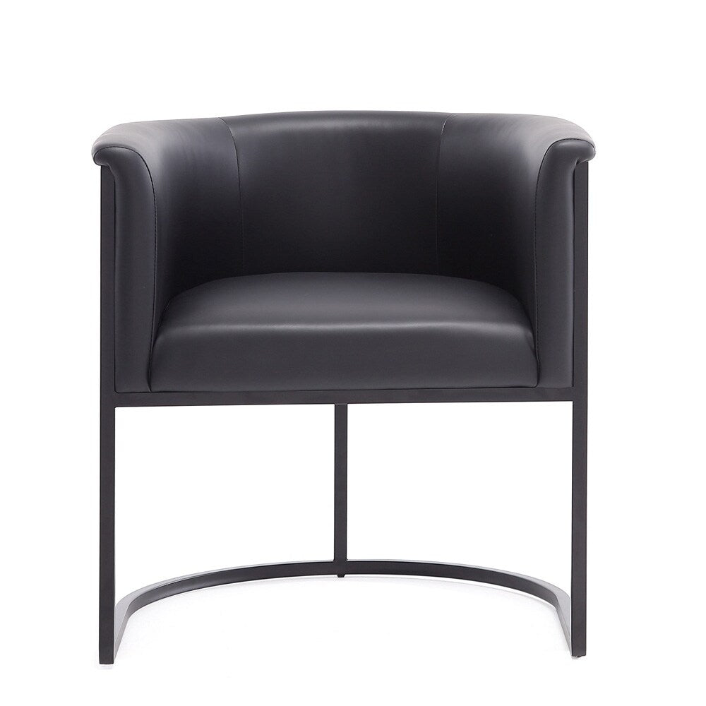Manhattan Comfort - Cosmopolitan Faux Leather Dining Chair with Metal Legs in Black - DC044-BK veiw 2
