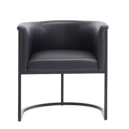 Manhattan Comfort - Cosmopolitan Faux Leather Dining Chair with Metal Legs in Black - DC044-BK veiw 2