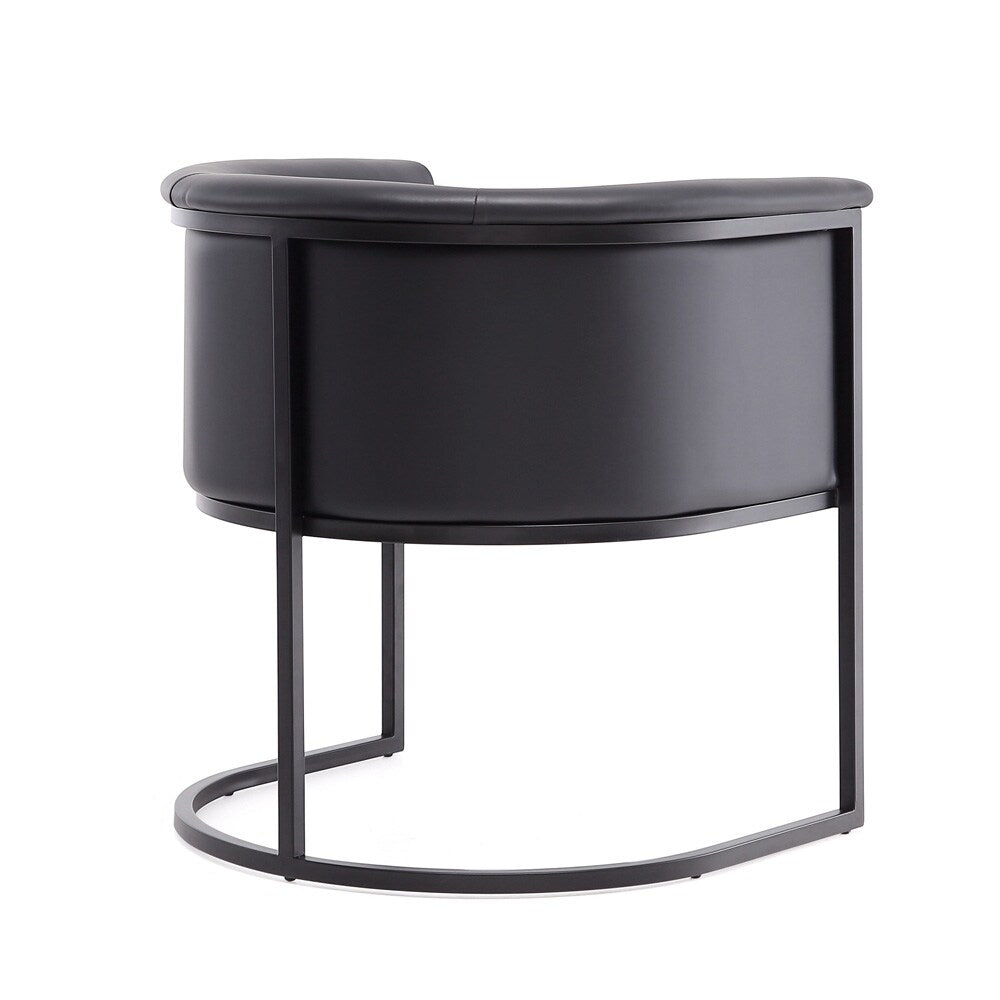 Manhattan Comfort - Cosmopolitan Faux Leather Dining Chair with Metal Legs in Black - DC044-BK veiw 3