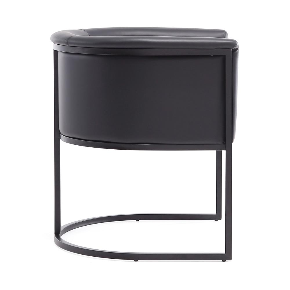 Manhattan Comfort - Cosmopolitan Faux Leather Dining Chair with Metal Legs in Black - DC044-BK veiw 4