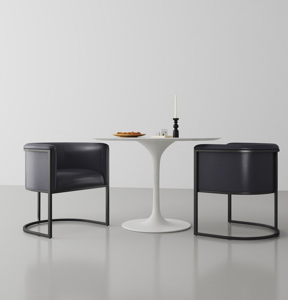 Manhattan Comfort - Cosmopolitan Faux Leather Dining Chair with Metal Legs in Black - DC044-BK veiw 6
