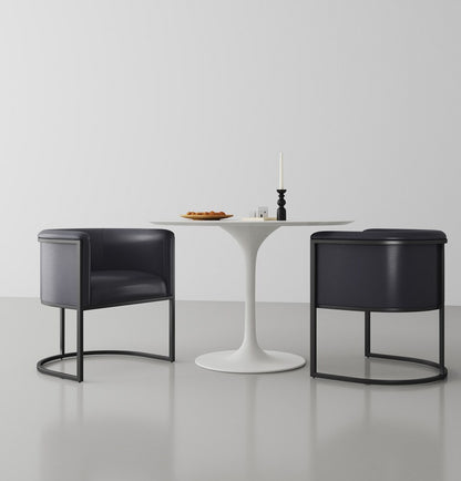 Manhattan Comfort - Cosmopolitan Faux Leather Dining Chair with Metal Legs in Black - DC044-BK veiw 6