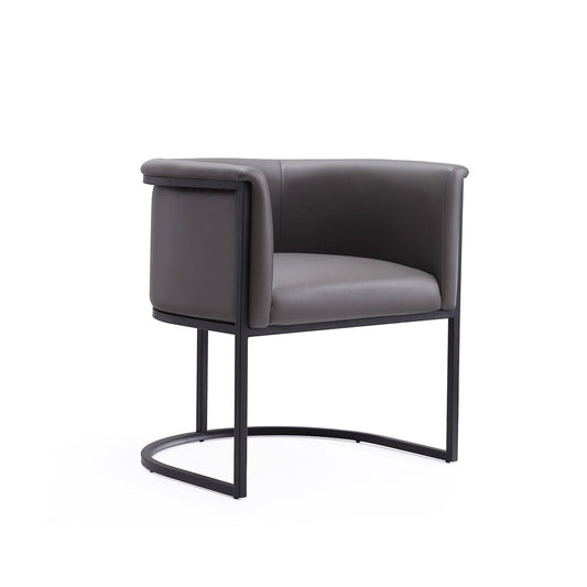 Manhattan Comfort - Cosmopolitan Faux Leather Dining Chair with Metal Legs in Pebble and Black - DC044-PE veiw 1