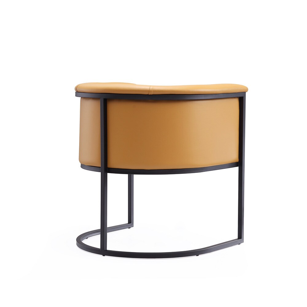 Manhattan Comfort - Cosmopolitan Faux Leather Dining Chair with Metal Legs in Saddle and Black - DC044-SA veiw 3