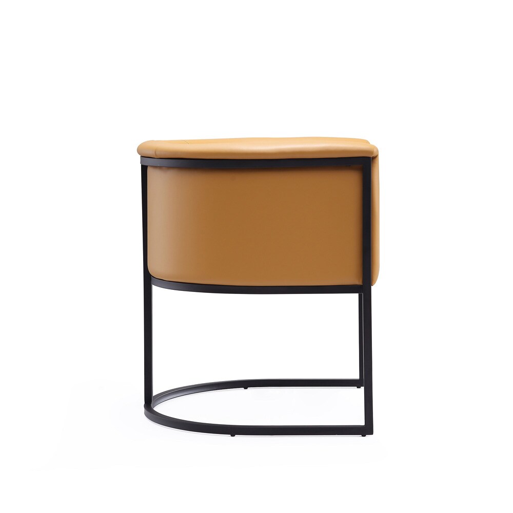 Manhattan Comfort - Cosmopolitan Faux Leather Dining Chair with Metal Legs in Saddle and Black - DC044-SA veiw 4