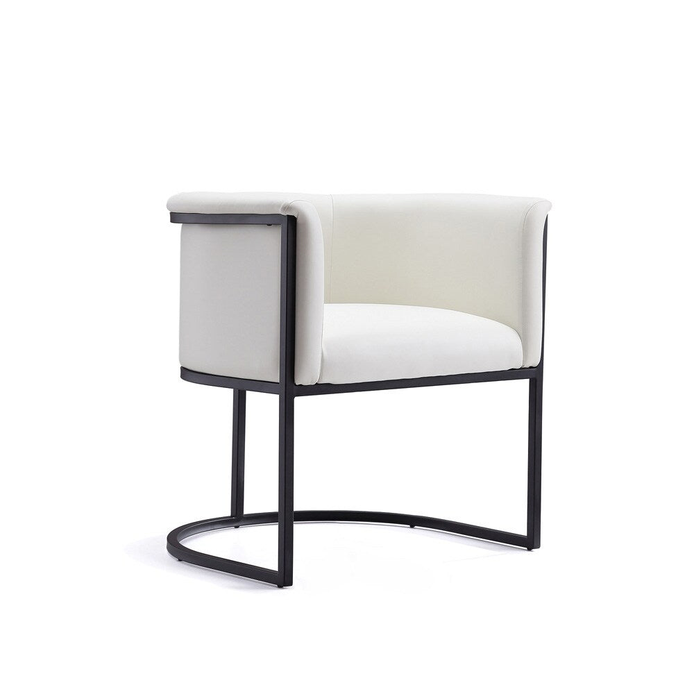 Manhattan Comfort - Cosmopolitan Faux Leather Dining Chair with Metal Legs in White and Black - DC044-WH veiw 1