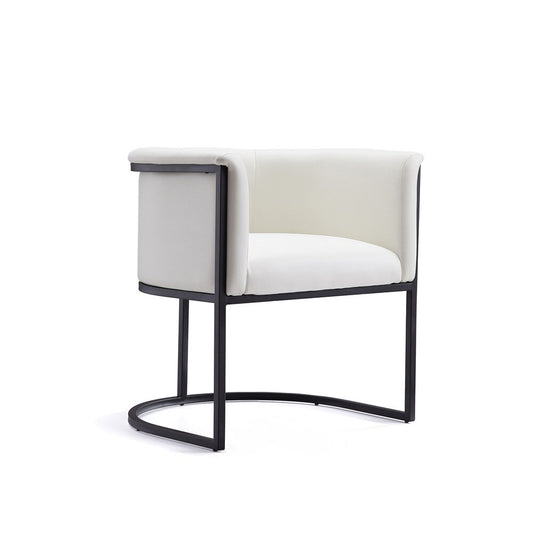 Manhattan Comfort - Cosmopolitan Faux Leather Dining Chair with Metal Legs in White and Black - DC044-WH veiw 1