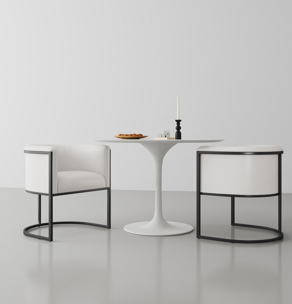 Manhattan Comfort - Cosmopolitan Faux Leather Dining Chair with Metal Legs in White and Black - DC044-WH veiw 6