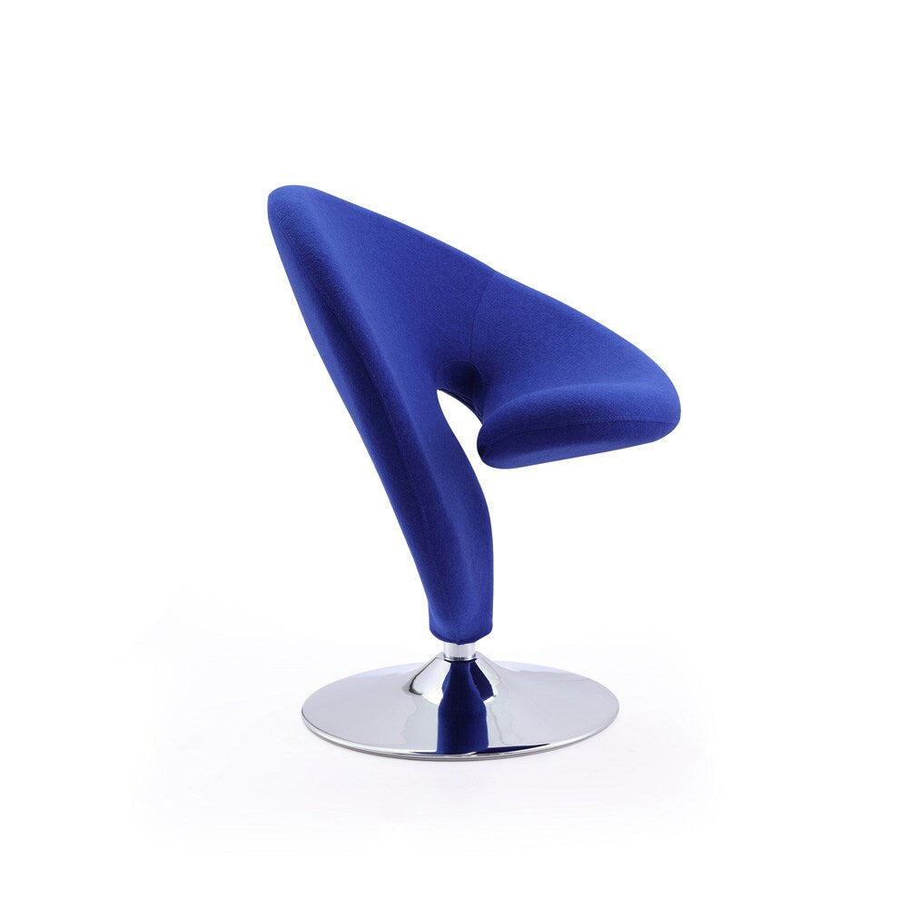 Manhattan Comfort - Curl Wool Blend Accent Chair with Metal Legs in Blue and Polished Chrome - Set of 2 - 2-AC040-BL veiw 2