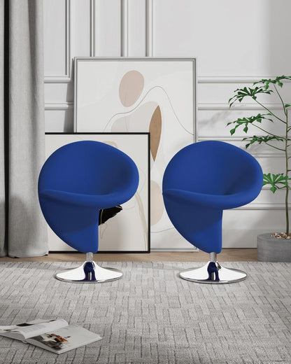 Manhattan Comfort - Curl Wool Blend Accent Chair with Metal Legs in Blue and Polished Chrome - Set of 2 - 2-AC040-BL veiw 5