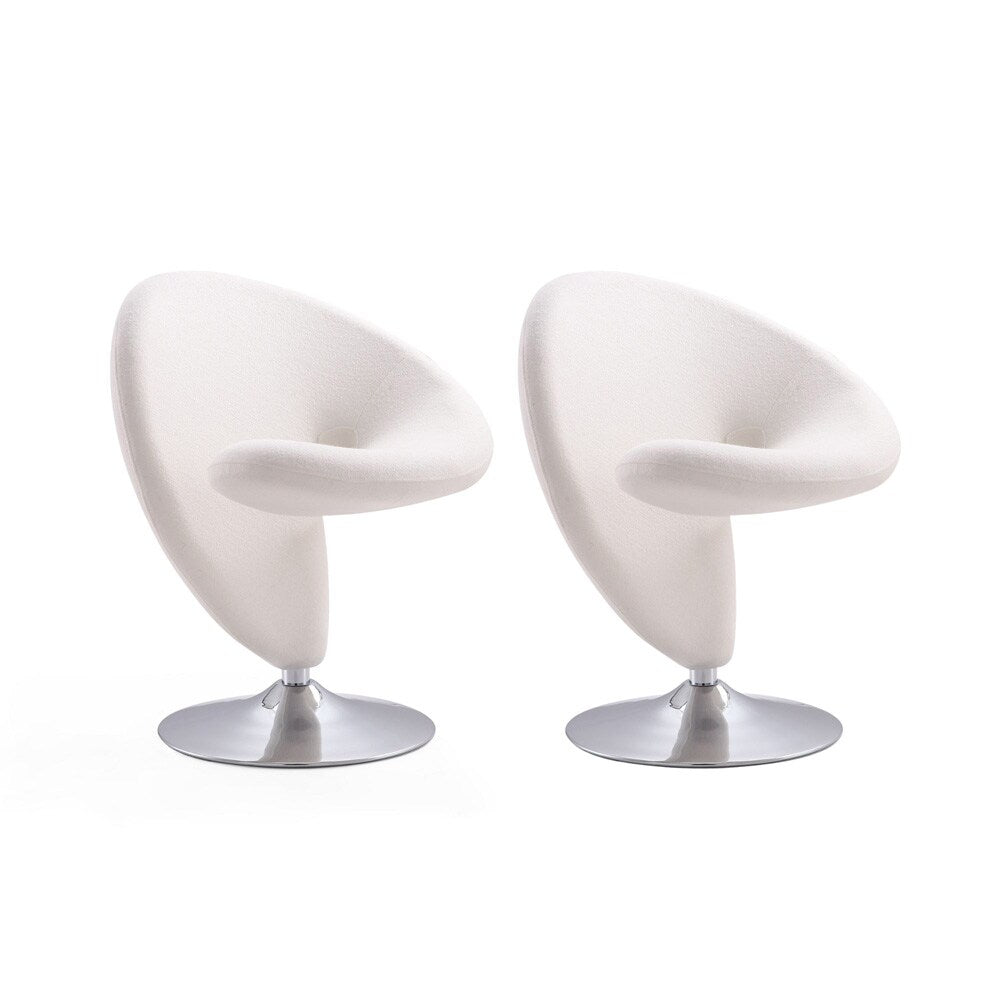 Manhattan Comfort - Curl Wool Blend Accent Chair with Metal Legs in Cream and Polished Chrome - Set of 2 - 2-AC040-CR veiw 1