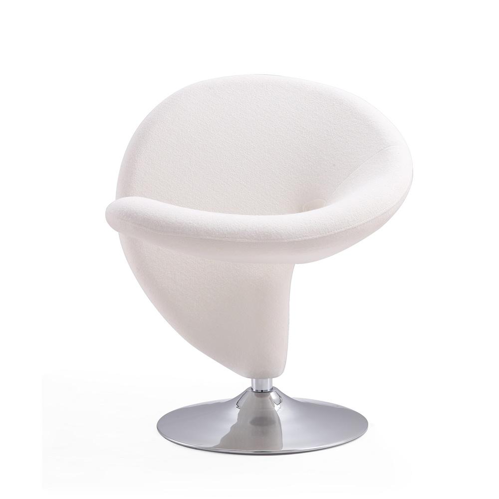 Manhattan Comfort - Curl Wool Blend Accent Chair with Metal Legs in Cream and Polished Chrome - Set of 2 - 2-AC040-CR veiw 3