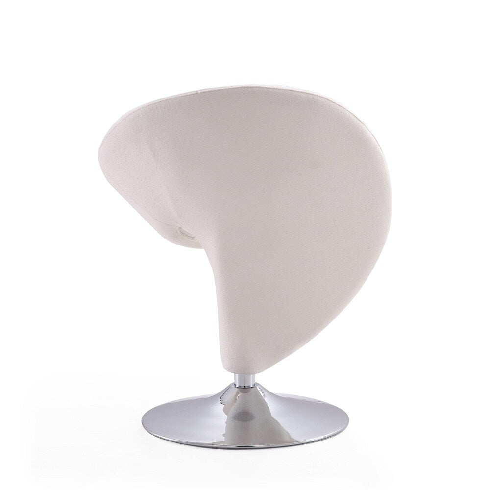 Manhattan Comfort - Curl Wool Blend Accent Chair with Metal Legs in Cream and Polished Chrome - Set of 2 - 2-AC040-CR veiw 6