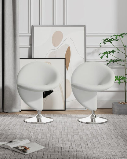 Manhattan Comfort - Curl Wool Blend Accent Chair with Metal Legs in Cream and Polished Chrome - Set of 2 - 2-AC040-CR veiw 7