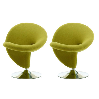 Manhattan Comfort - Curl Wool Blend Accent Chair with Metal Legs in Green and Polished Chrome - Set of 2 - 2-AC040-GR veiw 1