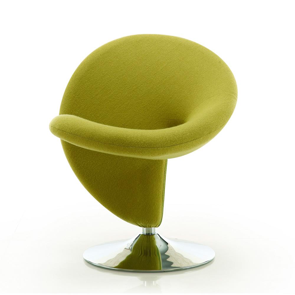 Manhattan Comfort - Curl Wool Blend Accent Chair with Metal Legs in Green and Polished Chrome - Set of 2 - 2-AC040-GR veiw 2