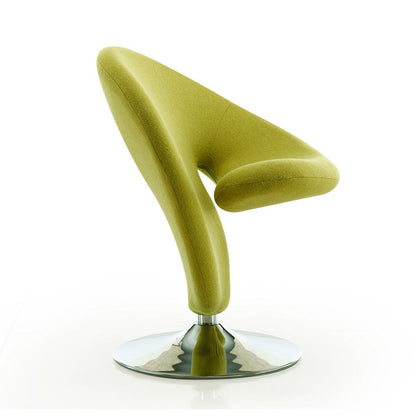 Manhattan Comfort - Curl Wool Blend Accent Chair with Metal Legs in Green and Polished Chrome - Set of 2 - 2-AC040-GR veiw 3