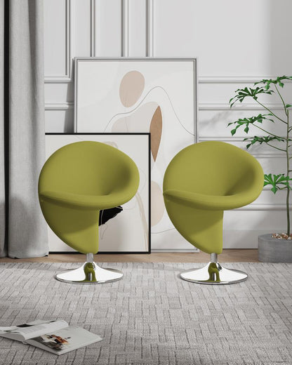 Manhattan Comfort - Curl Wool Blend Accent Chair with Metal Legs in Green and Polished Chrome - Set of 2 - 2-AC040-GR veiw 5