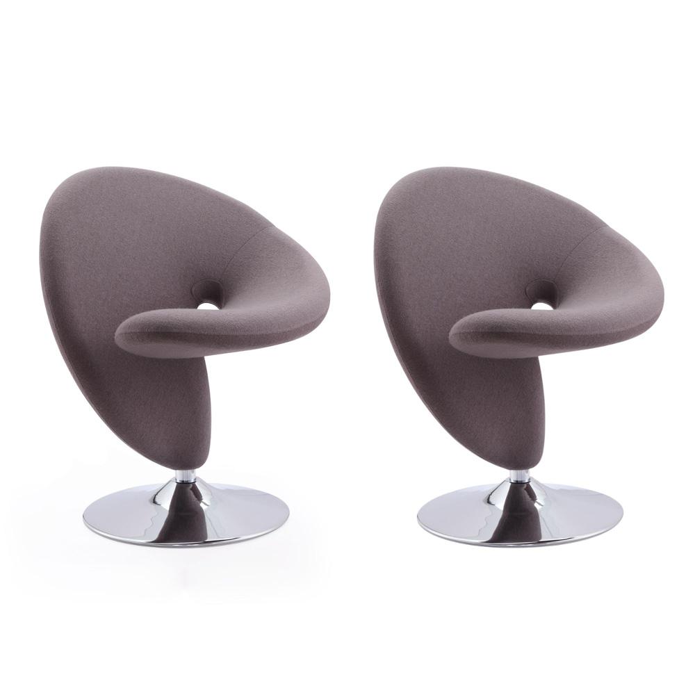 Manhattan Comfort - Curl Wool Blend Accent Chair with Metal Legs in Grey and Polished Chrome - Set of 2 - 2-AC040-GY veiw 1