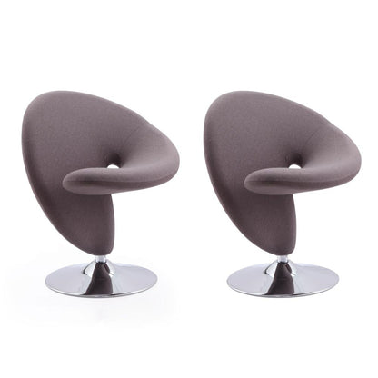 Manhattan Comfort - Curl Wool Blend Accent Chair with Metal Legs in Grey and Polished Chrome - Set of 2 - 2-AC040-GY veiw 1