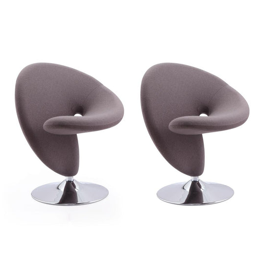 Manhattan Comfort - Curl Wool Blend Accent Chair with Metal Legs in Grey and Polished Chrome - Set of 2 - 2-AC040-GY veiw 1