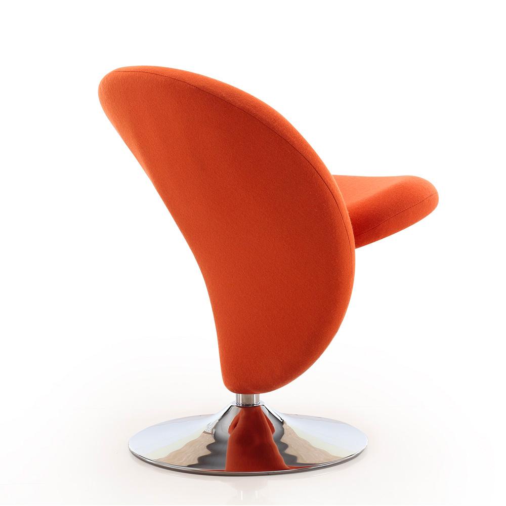 Manhattan Comfort - Curl Wool Blend Accent Chair with Metal Legs in Orange and Polished Chrome - Set of 2 - 2-AC040-OR veiw 3