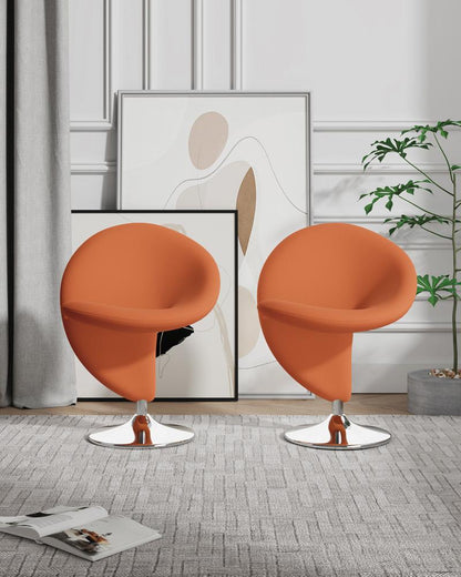 Manhattan Comfort - Curl Wool Blend Accent Chair with Metal Legs in Orange and Polished Chrome - Set of 2 - 2-AC040-OR veiw 6
