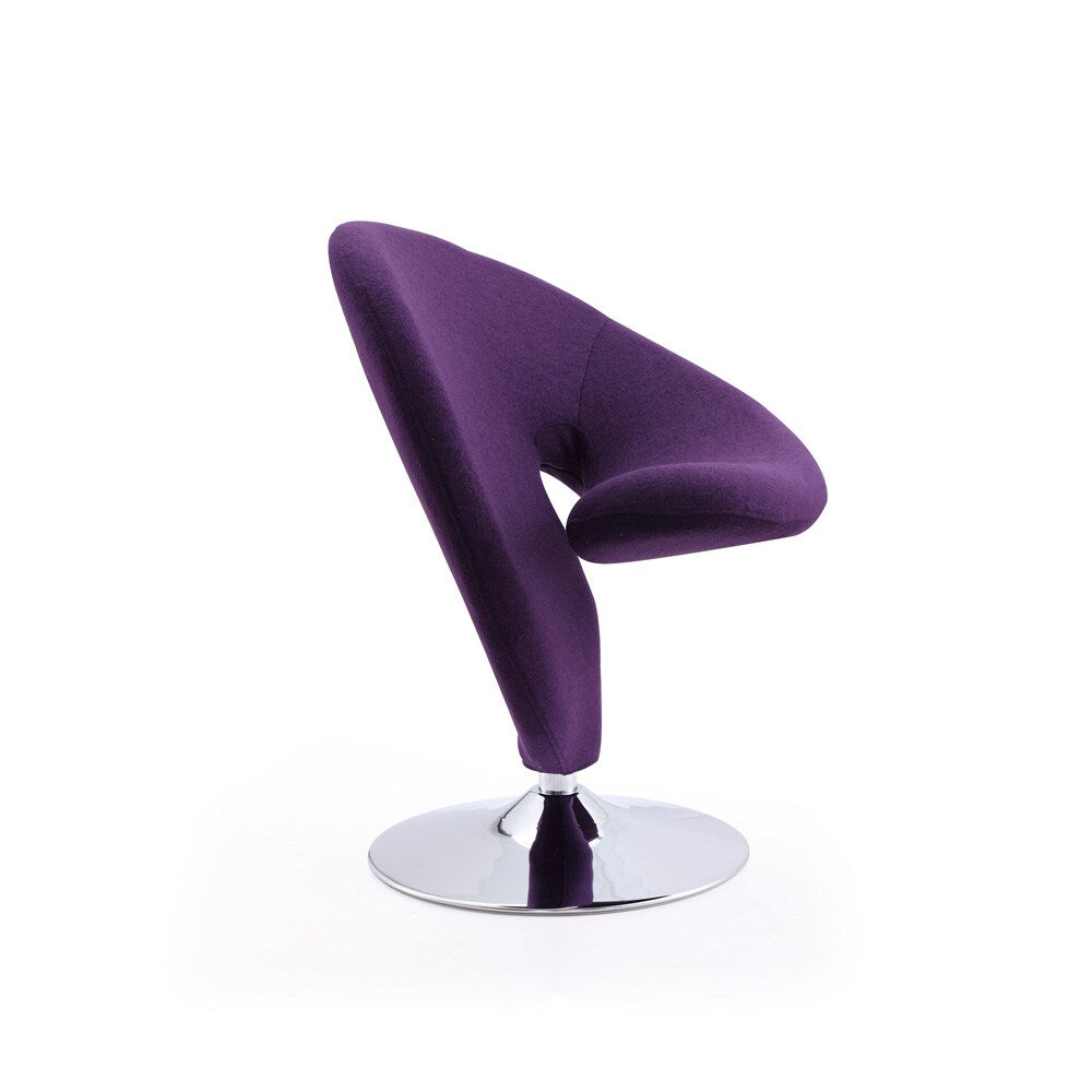 Manhattan Comfort - Curl Wool Blend Accent Chair with Metal Legs in Purple and Polished Chrome - Set of 2 - 2-AC040-EP veiw 2