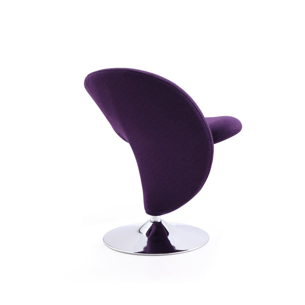 Manhattan Comfort - Curl Wool Blend Accent Chair with Metal Legs in Purple and Polished Chrome - Set of 2 - 2-AC040-EP veiw 3