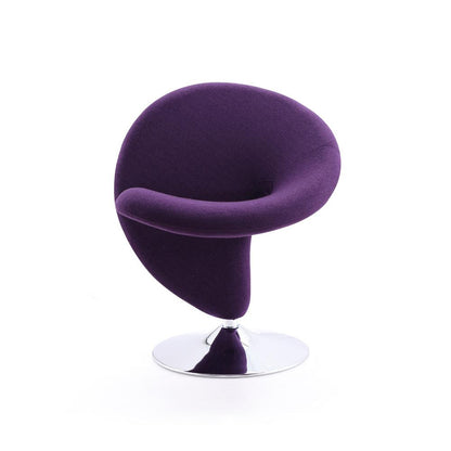 Manhattan Comfort - Curl Wool Blend Accent Chair with Metal Legs in Purple and Polished Chrome - Set of 2 - 2-AC040-EP veiw 4
