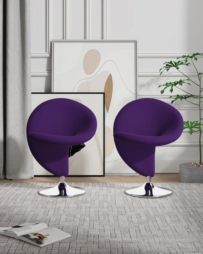 Manhattan Comfort - Curl Wool Blend Accent Chair with Metal Legs in Purple and Polished Chrome - Set of 2 - 2-AC040-EP veiw 6