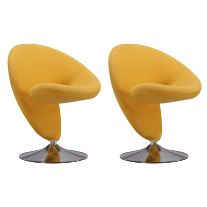 Manhattan Comfort - Curl Wool Blend Accent Chair with Metal Legs in Yellow and Polished Chrome - Set of 2 - 2-AC040-YL veiw 1