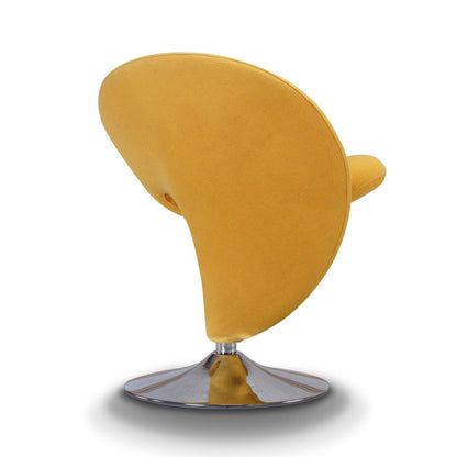 Manhattan Comfort - Curl Wool Blend Accent Chair with Metal Legs in Yellow and Polished Chrome - Set of 2 - 2-AC040-YL veiw 4