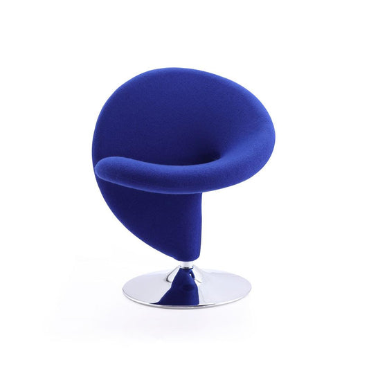 Manhattan Comfort - Curl Wool Blend Accent Chair with Metal Legs in Blue and Polished Chrome - AC040-BL veiw 1