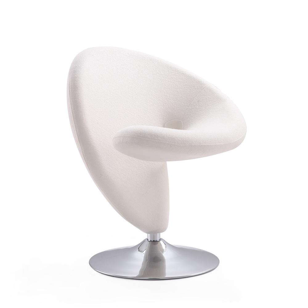 Manhattan Comfort - Curl Wool Blend Accent Chair with Metal Legs in Cream and Polished Chrome - AC040-CR veiw 2