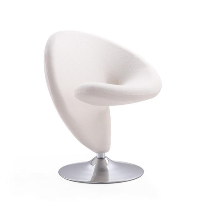 Manhattan Comfort - Curl Wool Blend Accent Chair with Metal Legs in Cream and Polished Chrome - AC040-CR veiw 2
