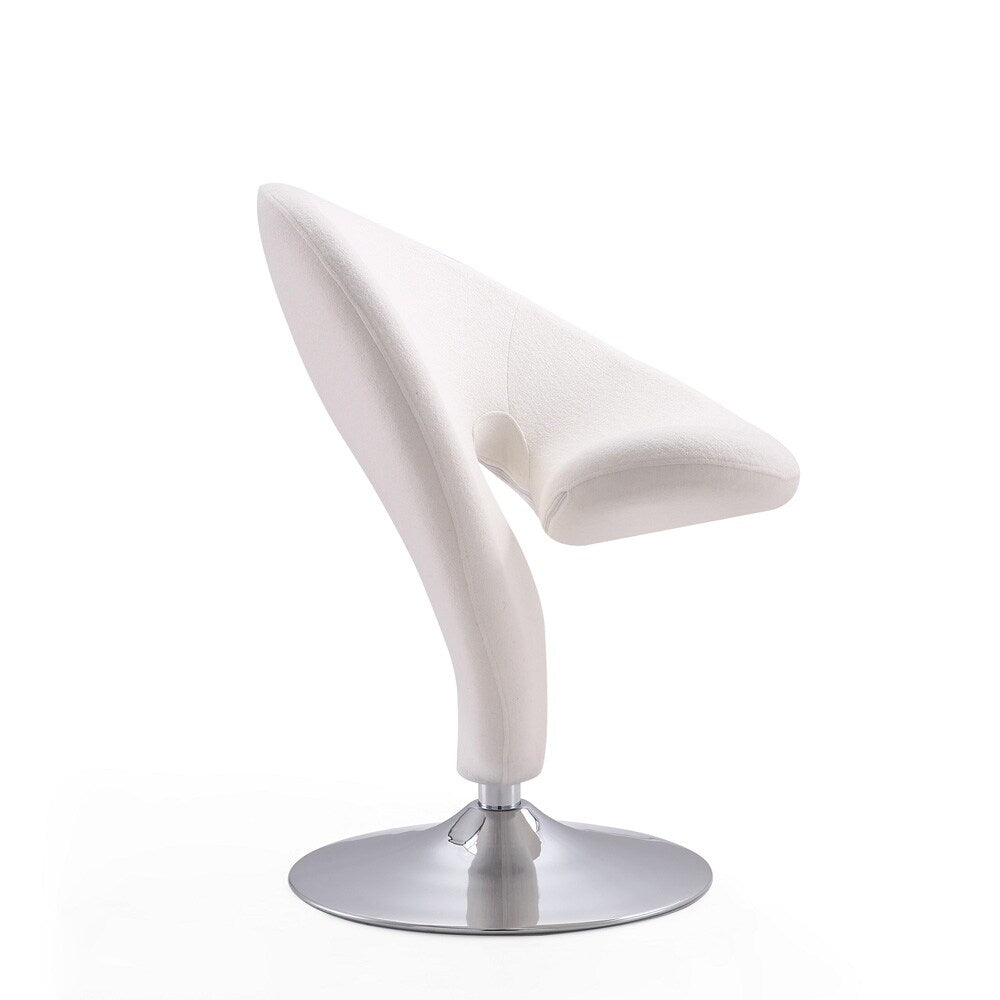 Manhattan Comfort - Curl Wool Blend Accent Chair with Metal Legs in Cream and Polished Chrome - AC040-CR veiw 3
