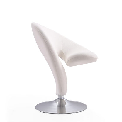 Manhattan Comfort - Curl Wool Blend Accent Chair with Metal Legs in Cream and Polished Chrome - AC040-CR veiw 3