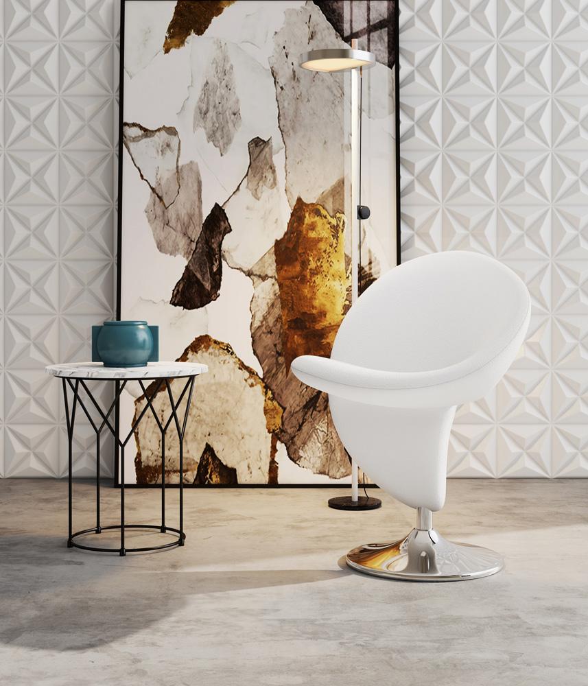 Manhattan Comfort - Curl Wool Blend Accent Chair with Metal Legs in Cream and Polished Chrome - AC040-CR veiw 6