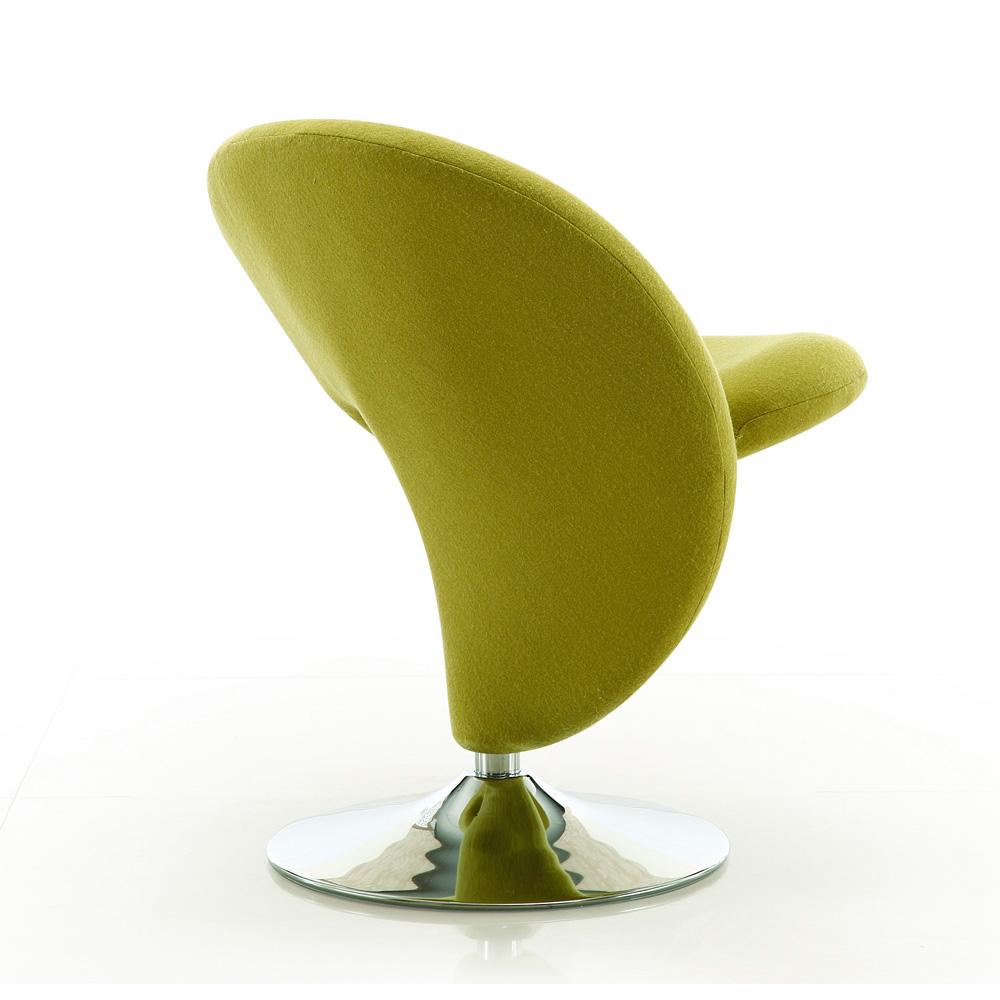 Manhattan Comfort - Curl Wool Blend Accent Chair with Metal Legs in Green and Polished Chrome - AC040-GR veiw 3
