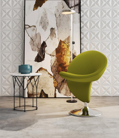 Manhattan Comfort - Curl Wool Blend Accent Chair with Metal Legs in Green and Polished Chrome - AC040-GR veiw 4