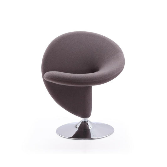 Manhattan Comfort - Curl Wool Blend Accent Chair with Metal Legs in Grey and Polished Chrome - AC040-GY veiw 1