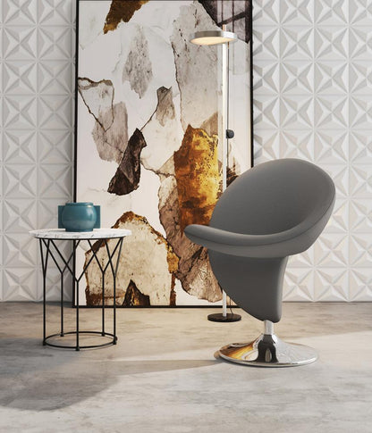 Manhattan Comfort - Curl Wool Blend Accent Chair with Metal Legs in Grey and Polished Chrome - AC040-GY veiw 4