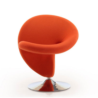 Manhattan Comfort - Curl Wool Blend Accent Chair with Metal Legs in Orange and Polished Chrome - AC040-OR veiw 1