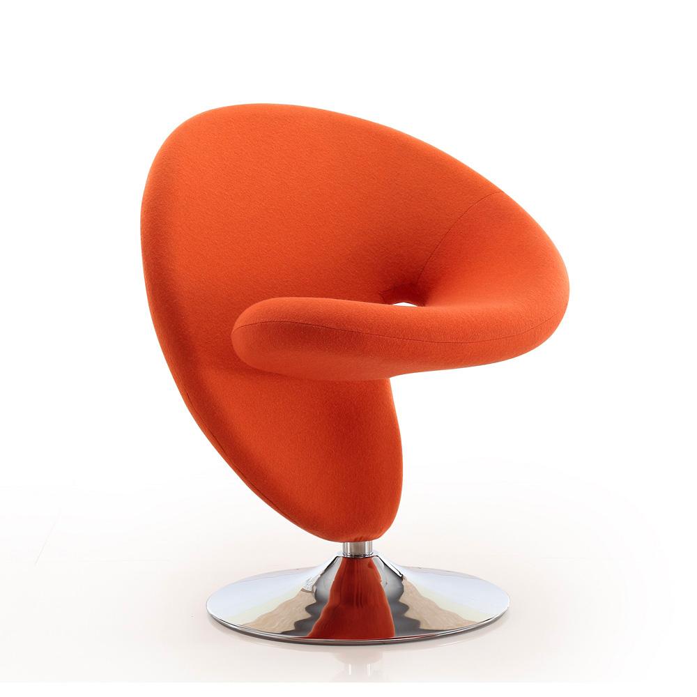 Manhattan Comfort - Curl Wool Blend Accent Chair with Metal Legs in Orange and Polished Chrome - AC040-OR veiw 2