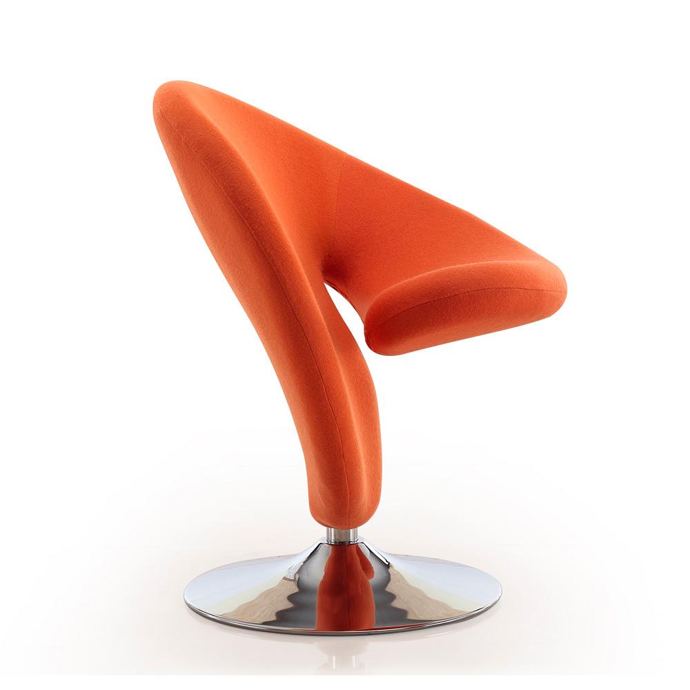Manhattan Comfort - Curl Wool Blend Accent Chair with Metal Legs in Orange and Polished Chrome - AC040-OR veiw 3