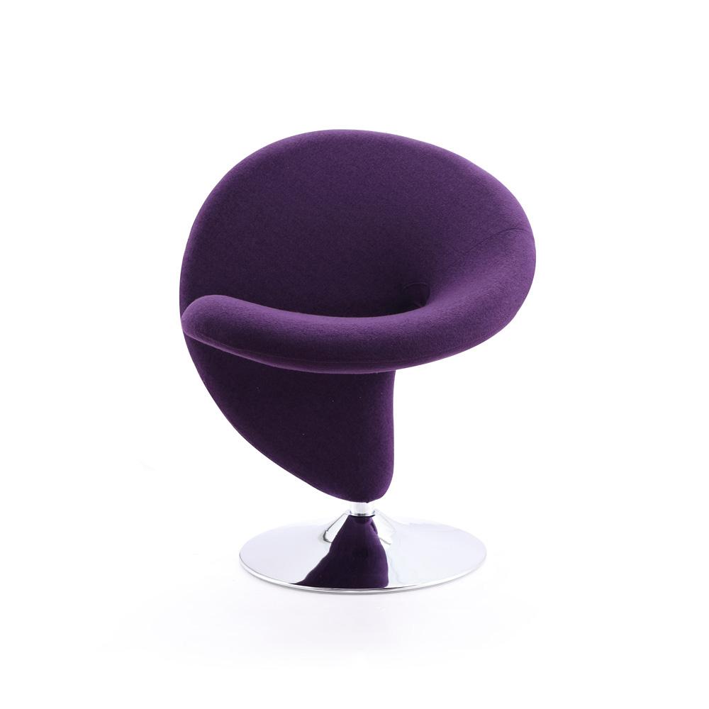 Manhattan Comfort - Curl Wool Blend Accent Chair with Metal Legs in Purple and Polished Chrome - AC040-EP veiw 1